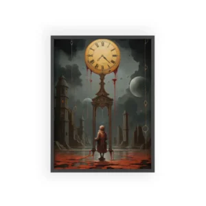 Melting Clock and Hooded Figure Framed Poster