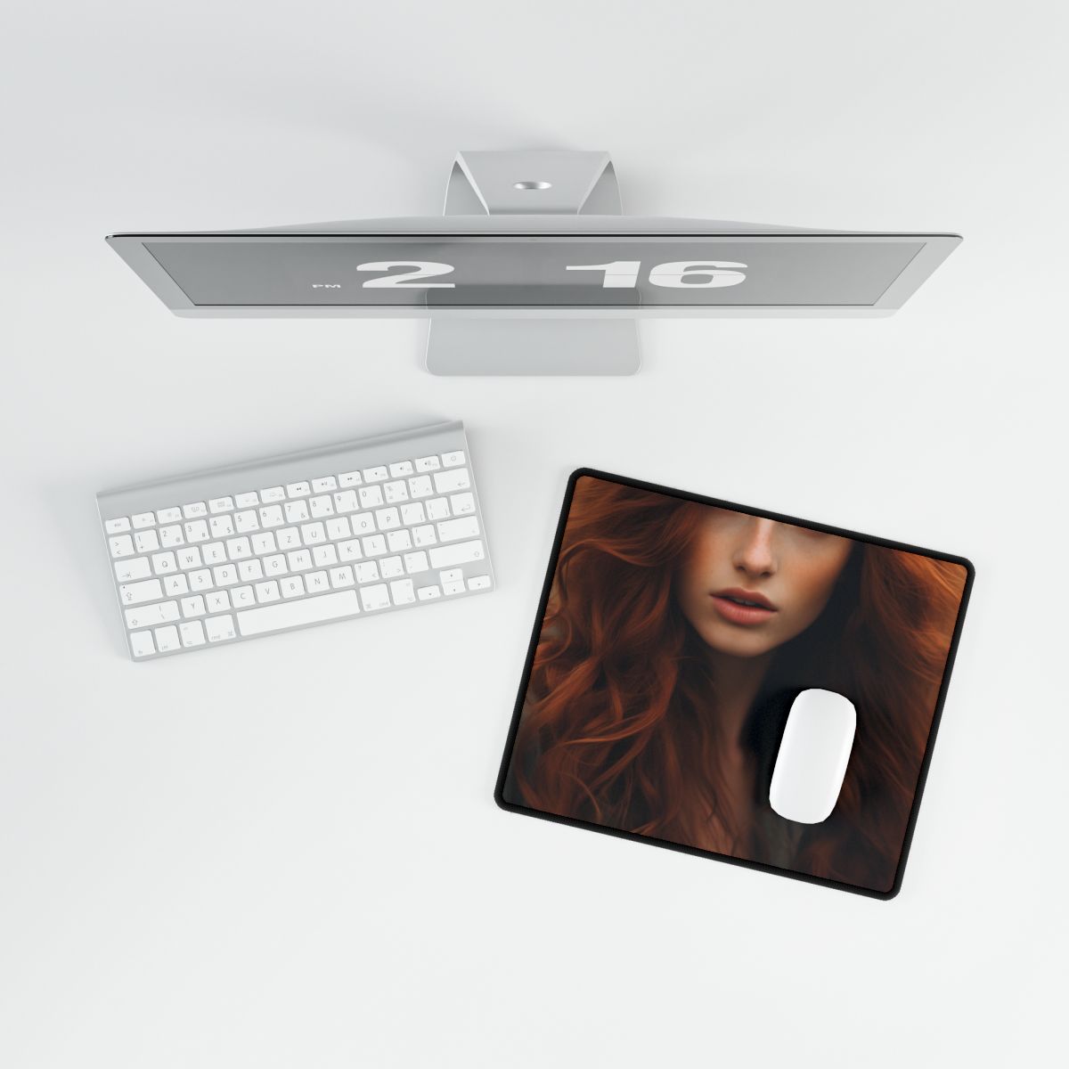 Gorgeous Redhead Woman: Natural Beauty Artwork - Desk Mat