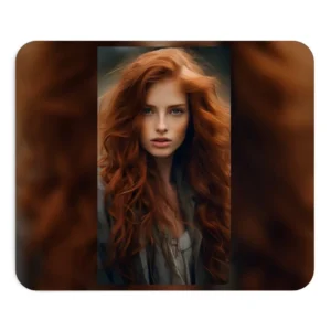 Woman with Long Auburn Hair Mouse Pad