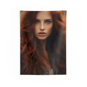 Woman with Long Auburn Hair Wall Tapestry