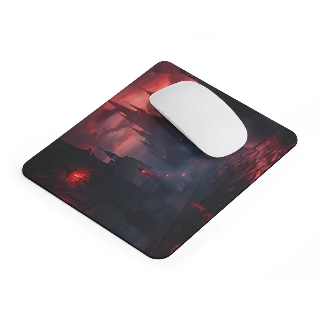 Gothic City Dusk: Pointed Arches and Misty Atmosphere - Mouse Pad