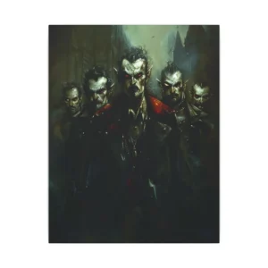 Vampire Figures Before Gothic Cathedral Canvas Print