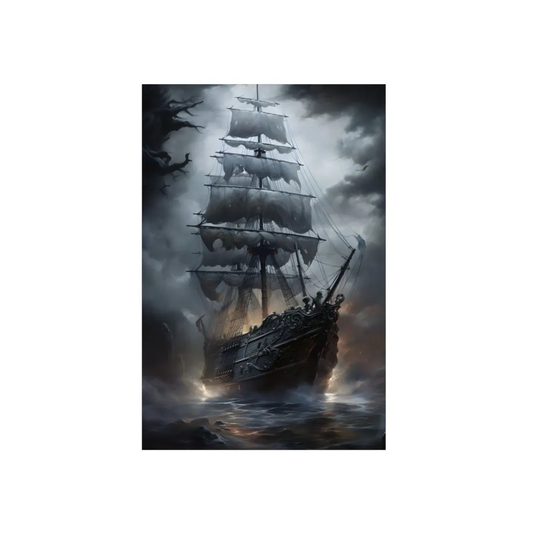Grand Ghost Galleon: Multi-Masted Phantom Ship - Metal Poster