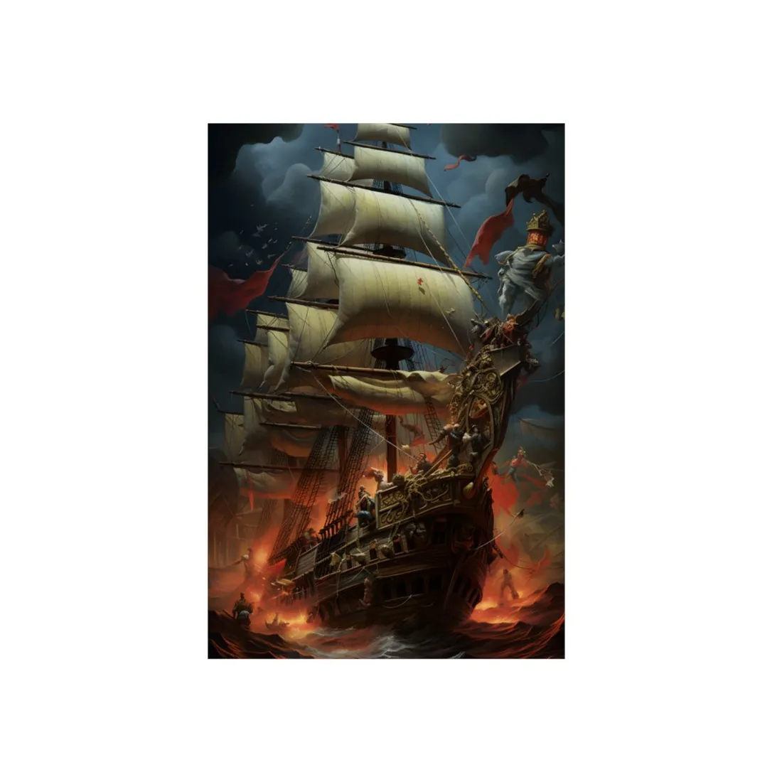 Grand Pirate Ship: Ornate Vessel in Battle - Metal Poster