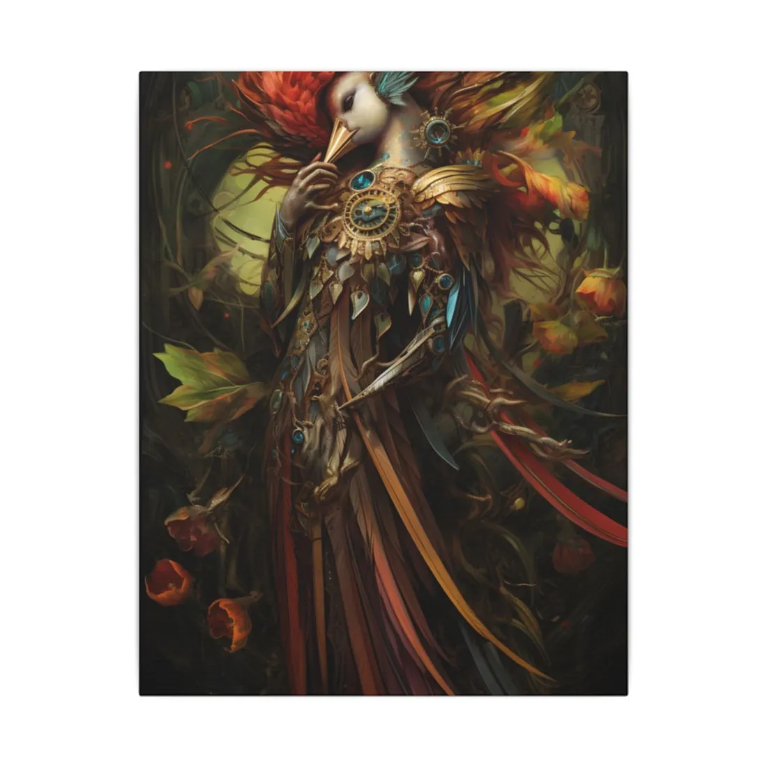 Grand Statue of a Majestic Bird in Serene Setting - Canvas