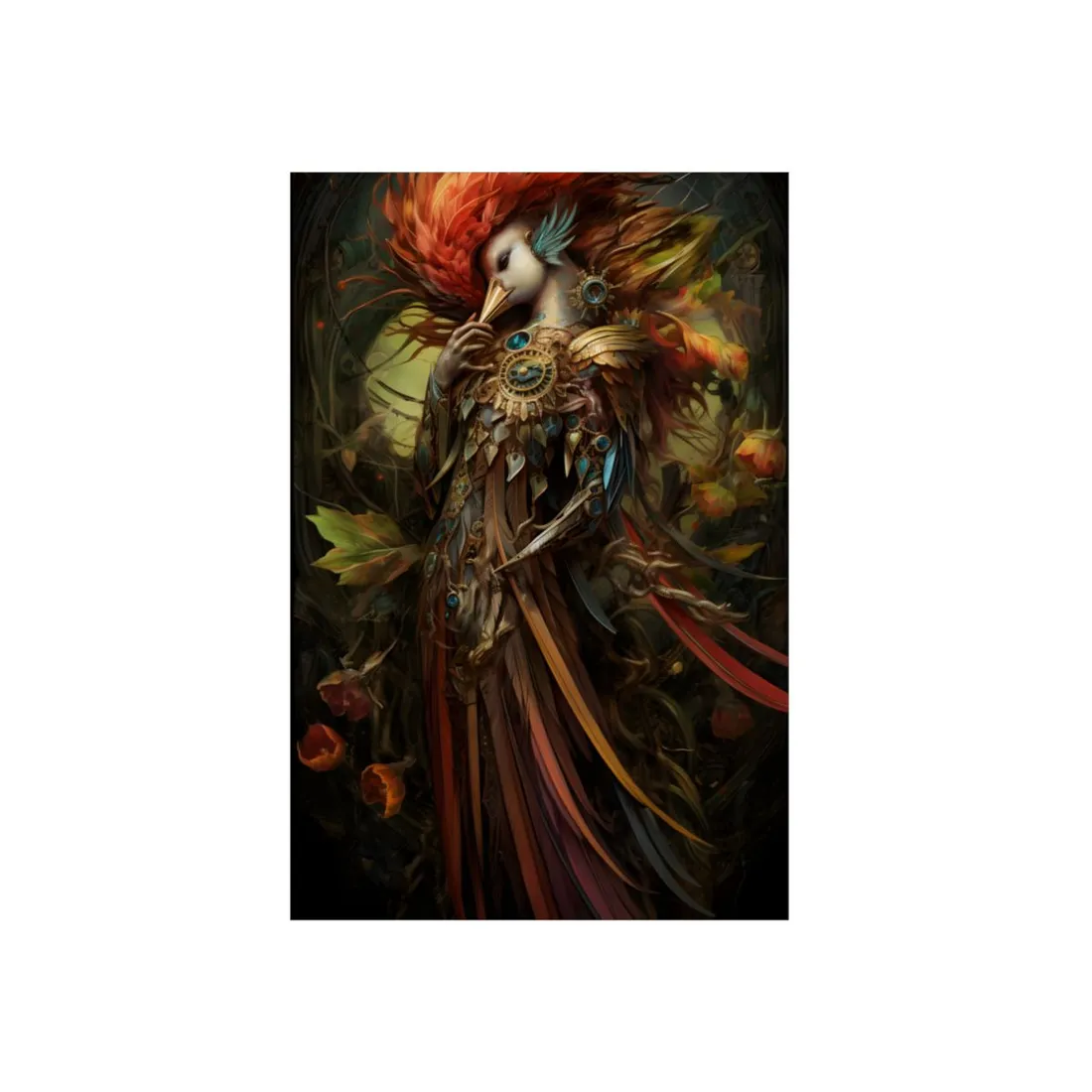 Grand Statue of a Majestic Bird in Serene Setting - Metal Poster