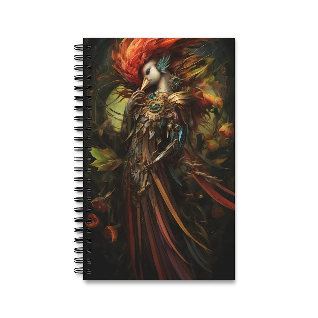 Grand Statue of a Majestic Bird in Serene Setting - Spiral Notebook