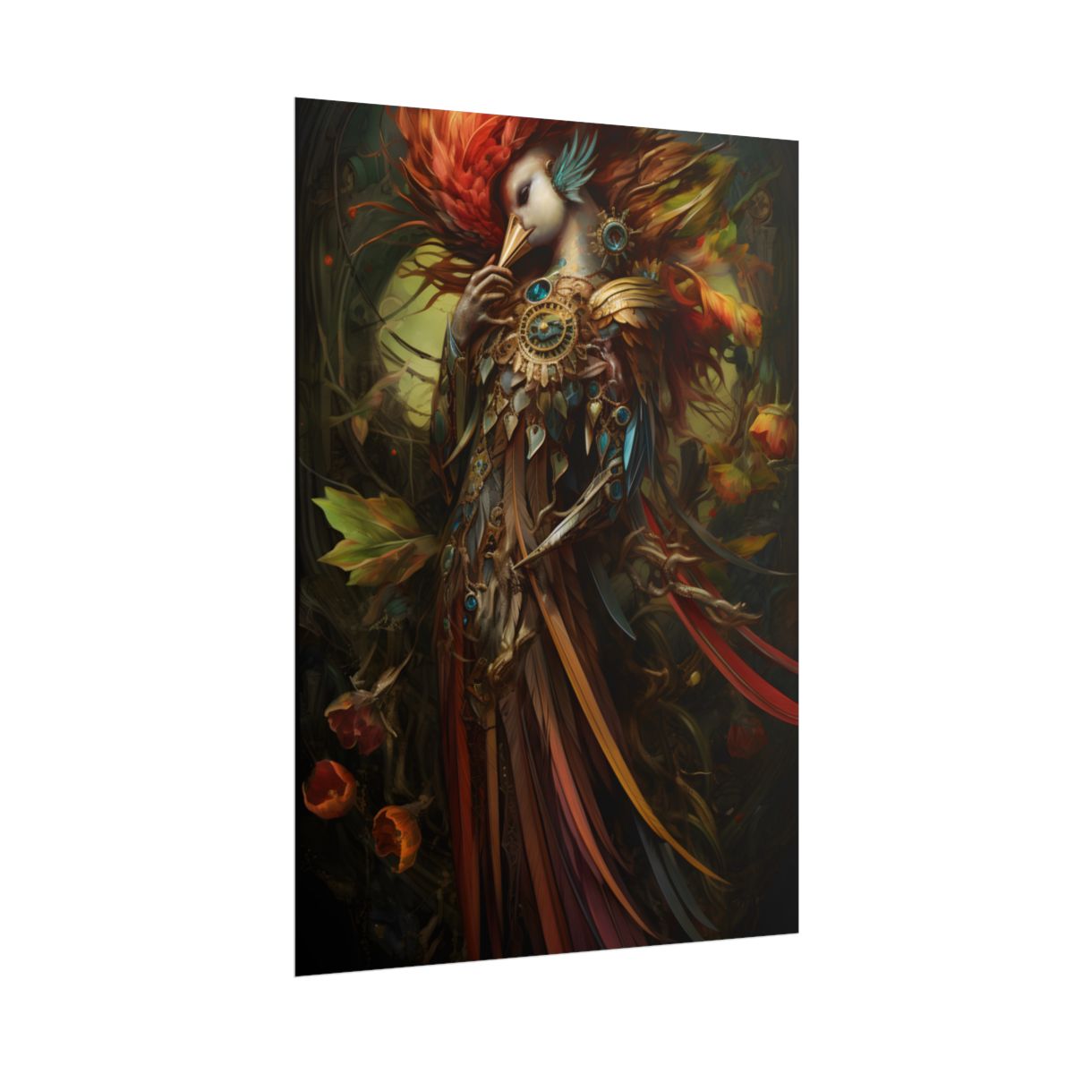 Grand Statue of a Majestic Bird in Serene Setting - Poster