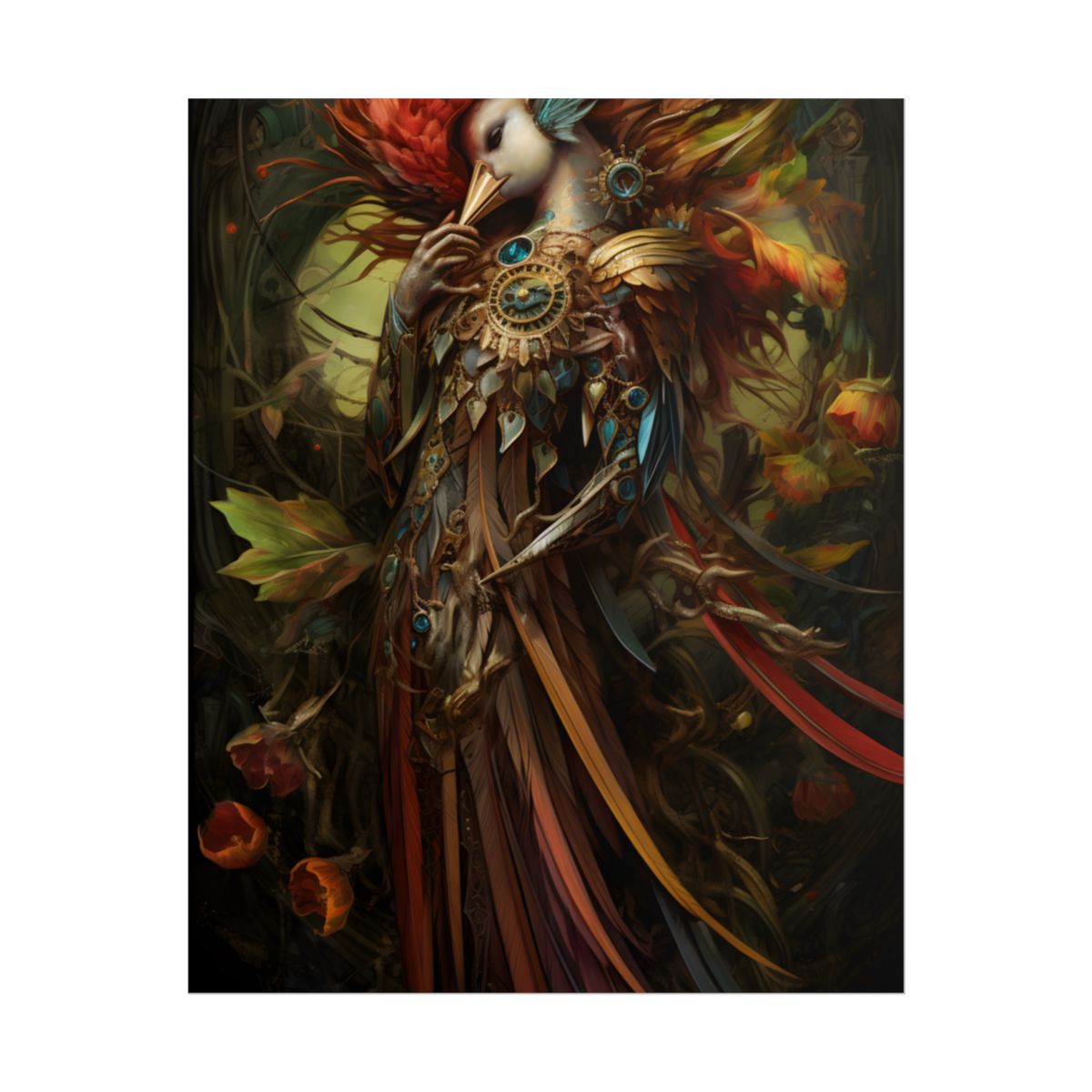 Grand Statue of a Majestic Bird in Serene Setting - Poster