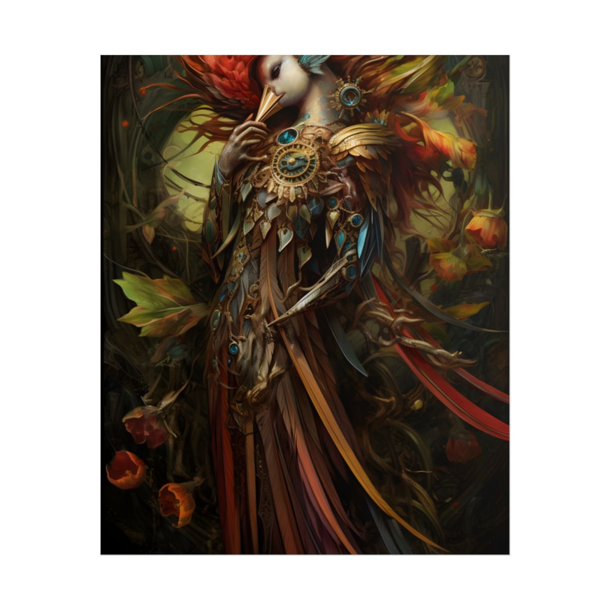 Grand Statue of a Majestic Bird in Serene Setting - Poster