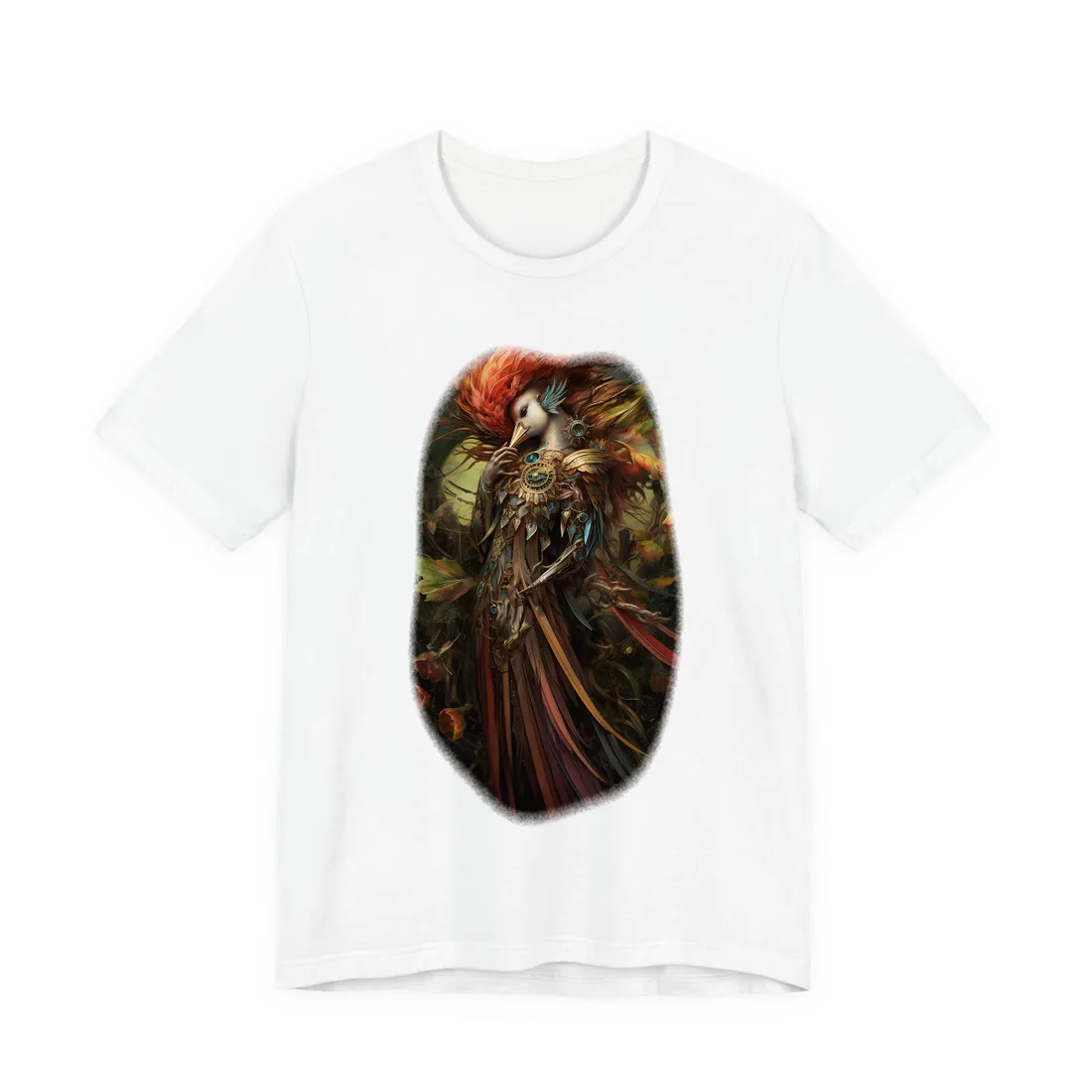Grand Statue of a Majestic Bird in Serene Setting T-Shirt - T-Shirt (White)