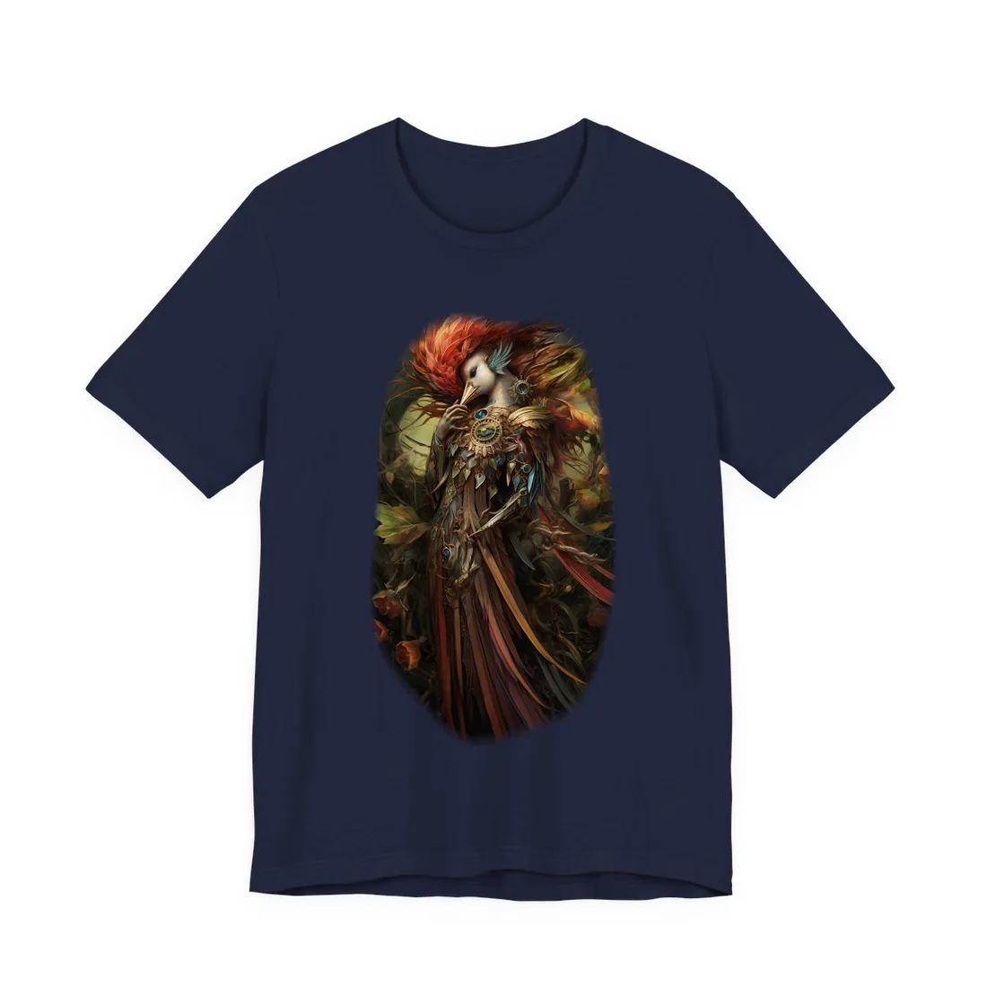 Grand Statue of a Majestic Bird in Serene Setting T-Shirt - T-Shirt (Navy)