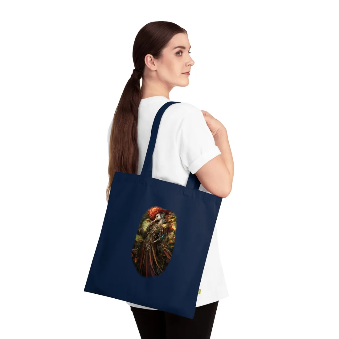 Grand Statue of a Majestic Bird in Serene Setting Tote Bag - Tote Bag (French Navy)