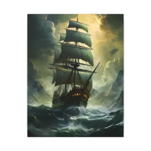 Sailing Ship in Stormy Sea Canvas Print