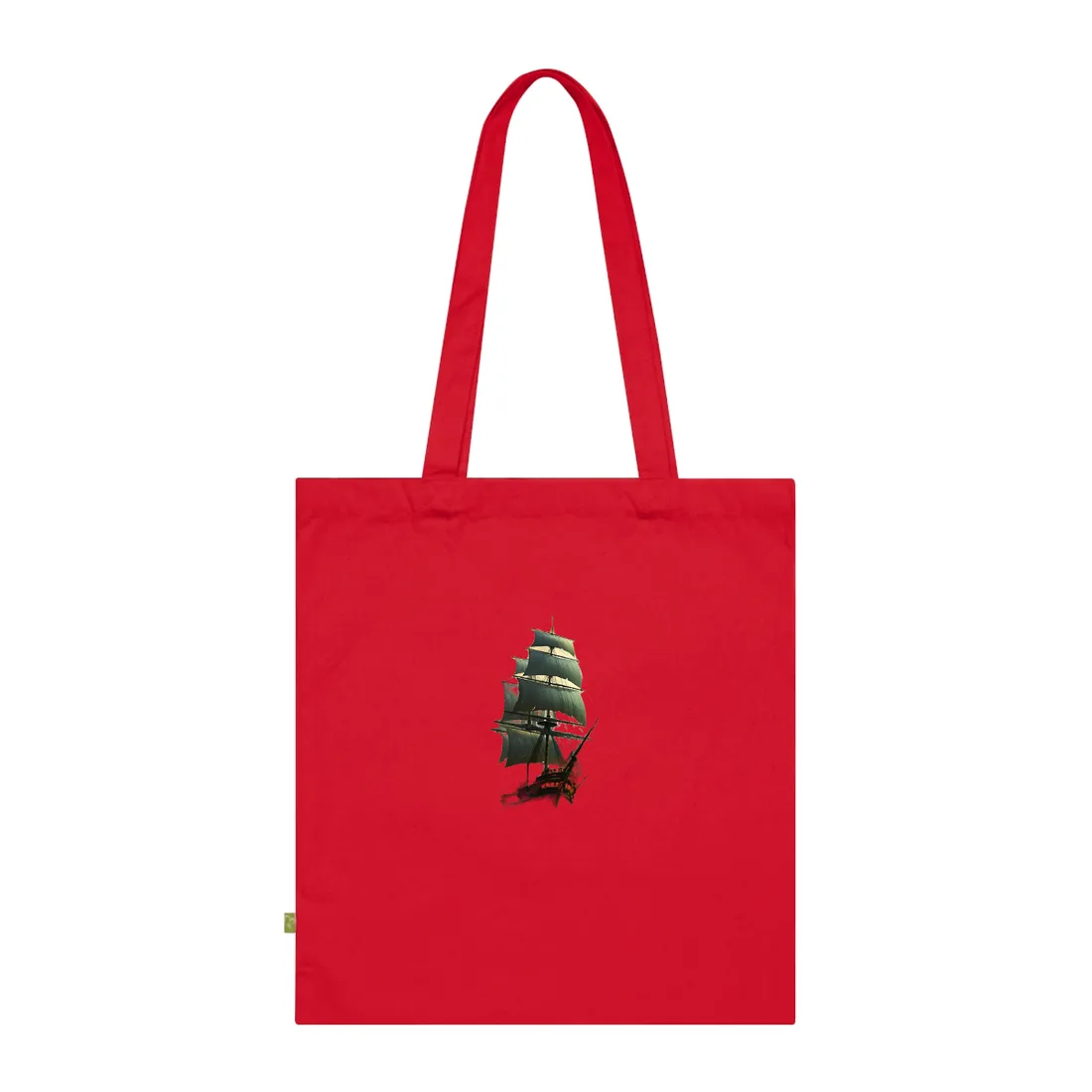 Green Realism: Majestic Ship Oil Painting Tote Bag - Tote Bag (Classic Red)