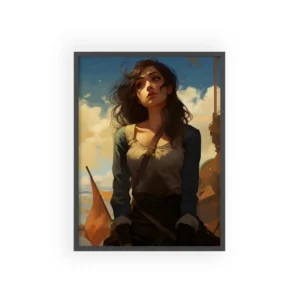 Woman with Wind-Blown Hair Framed Poster