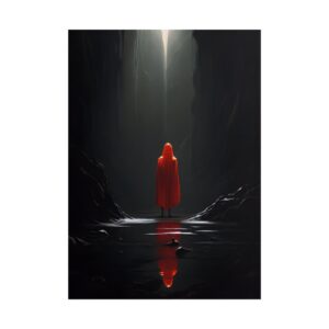 Red Hooded Figure in Cavern Poster