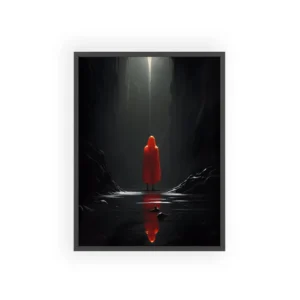 Red Hooded Figure in Cavern Framed Poster