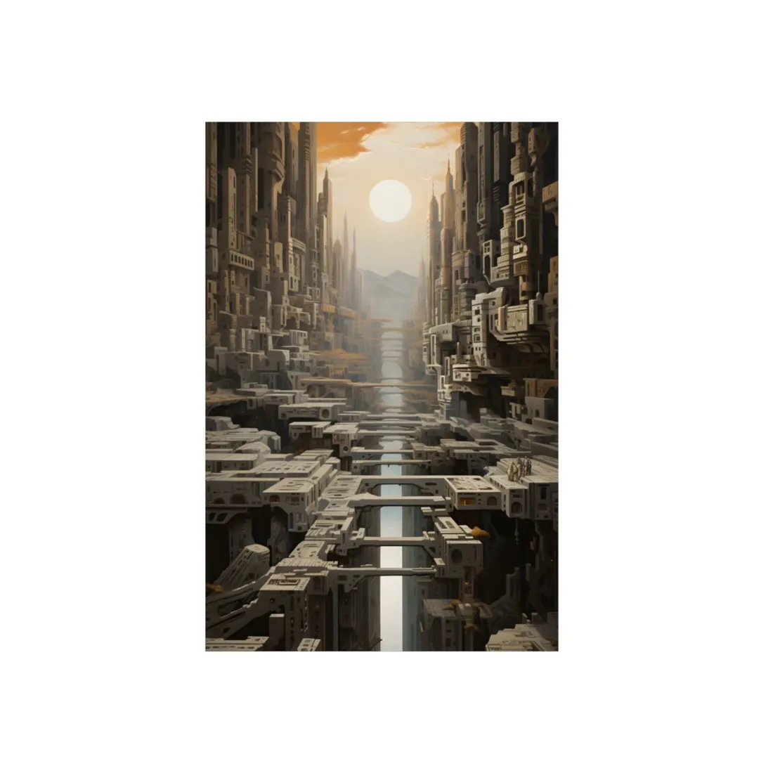 Grey Megastructure: Dystopian Urban Tunnel - Metal Poster