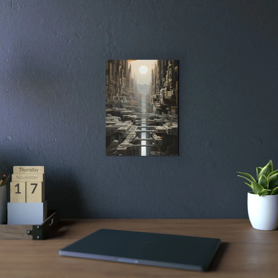 Grey Megastructure: Dystopian Urban Tunnel - Metal Poster