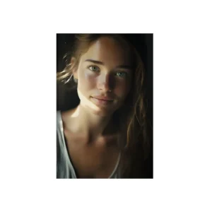 Woman Portrait in Soft Light Metal Poster