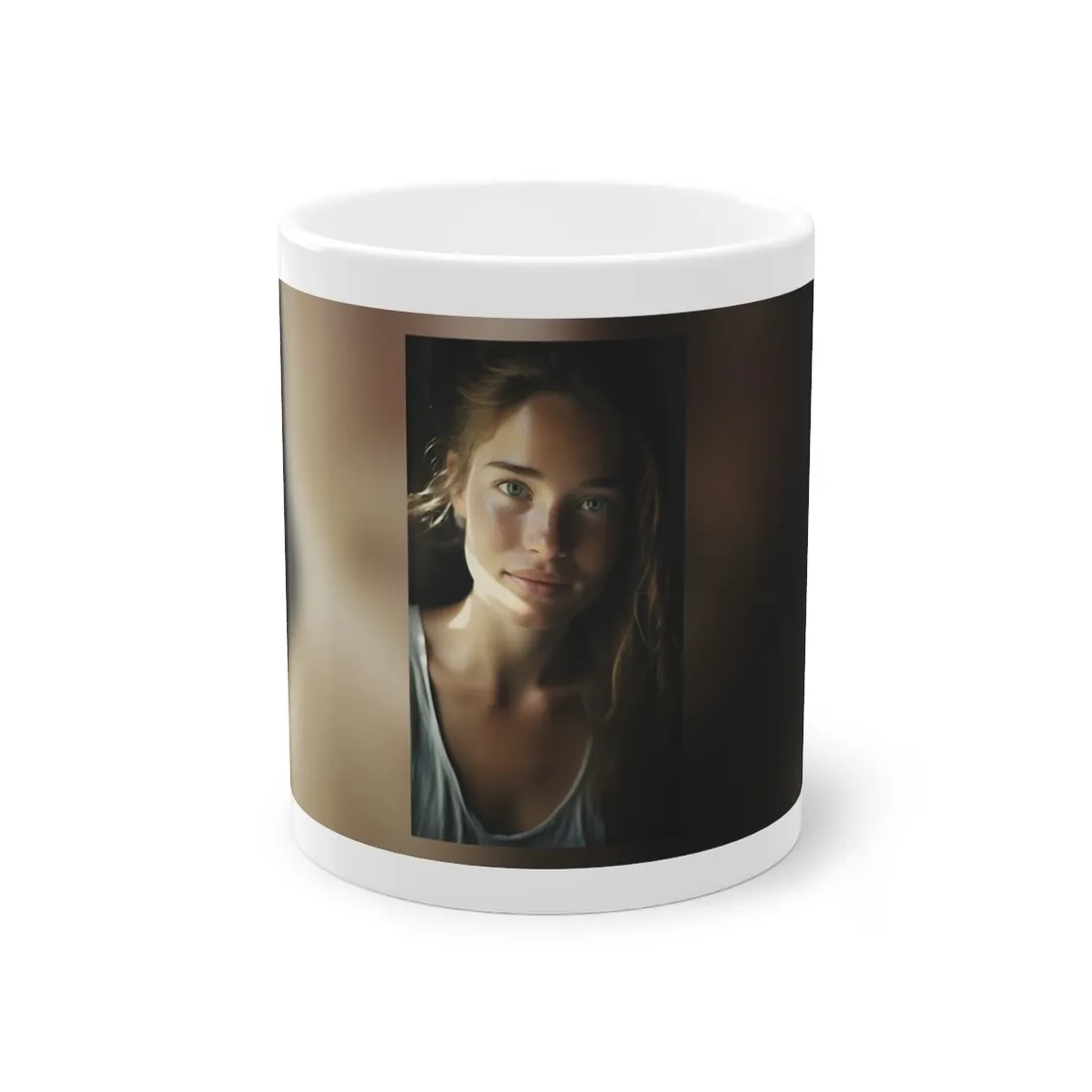 Grinning Woman: Close-Up Portrait with Joyful Expression - Mug