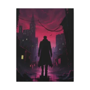Crimson Street Silhouette Canvas Print