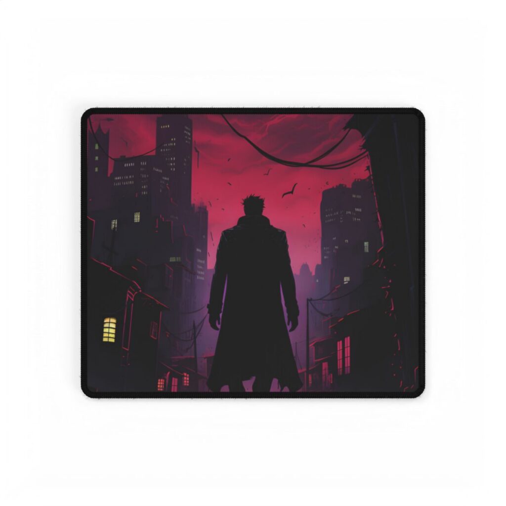 Gritty Urban Scene: Detective in Thought - Desk Mat