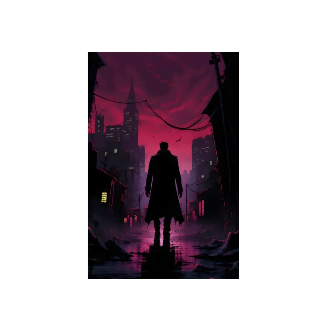Gritty Urban Scene: Detective in Thought - Metal Poster
