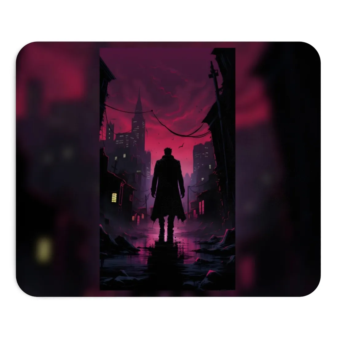 Gritty Urban Scene: Detective in Thought - Mouse Pad