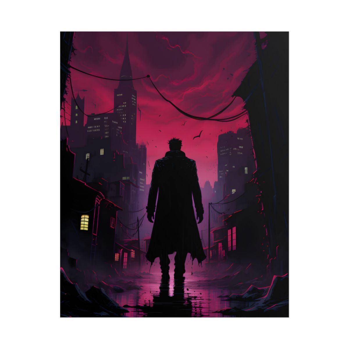 Gritty Urban Scene: Detective in Thought - Poster