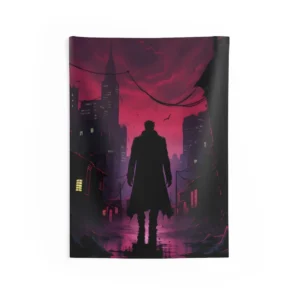 Crimson Street Silhouette Wall Tapestry