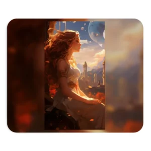 Woman Overlooking City at Sunset Mouse Pad