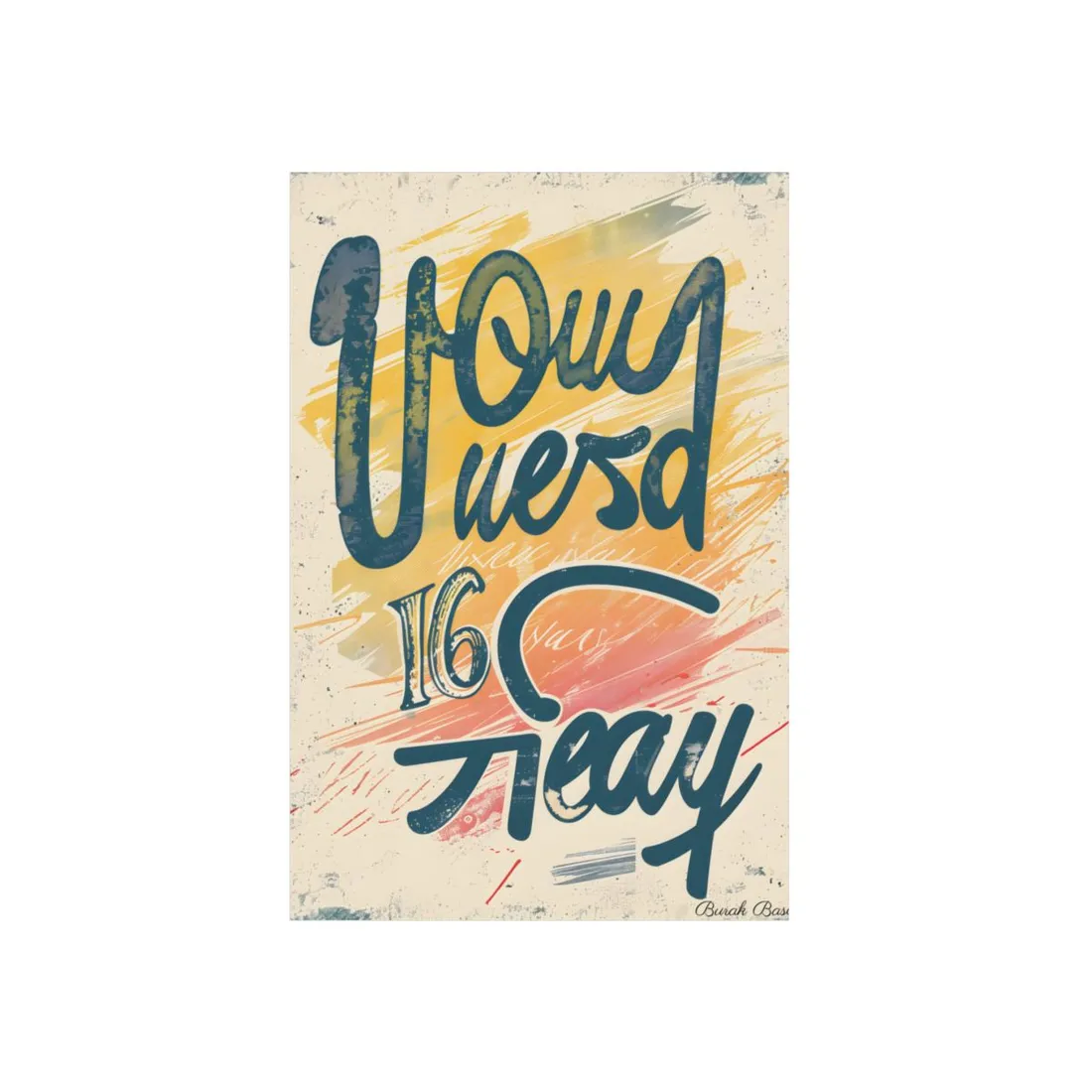 Hand-Lettered Typography Art: Blue and Orange Calligraphy Design - Metal Poster