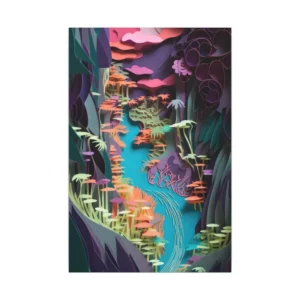 Paper Cut Forest River Canvas Print