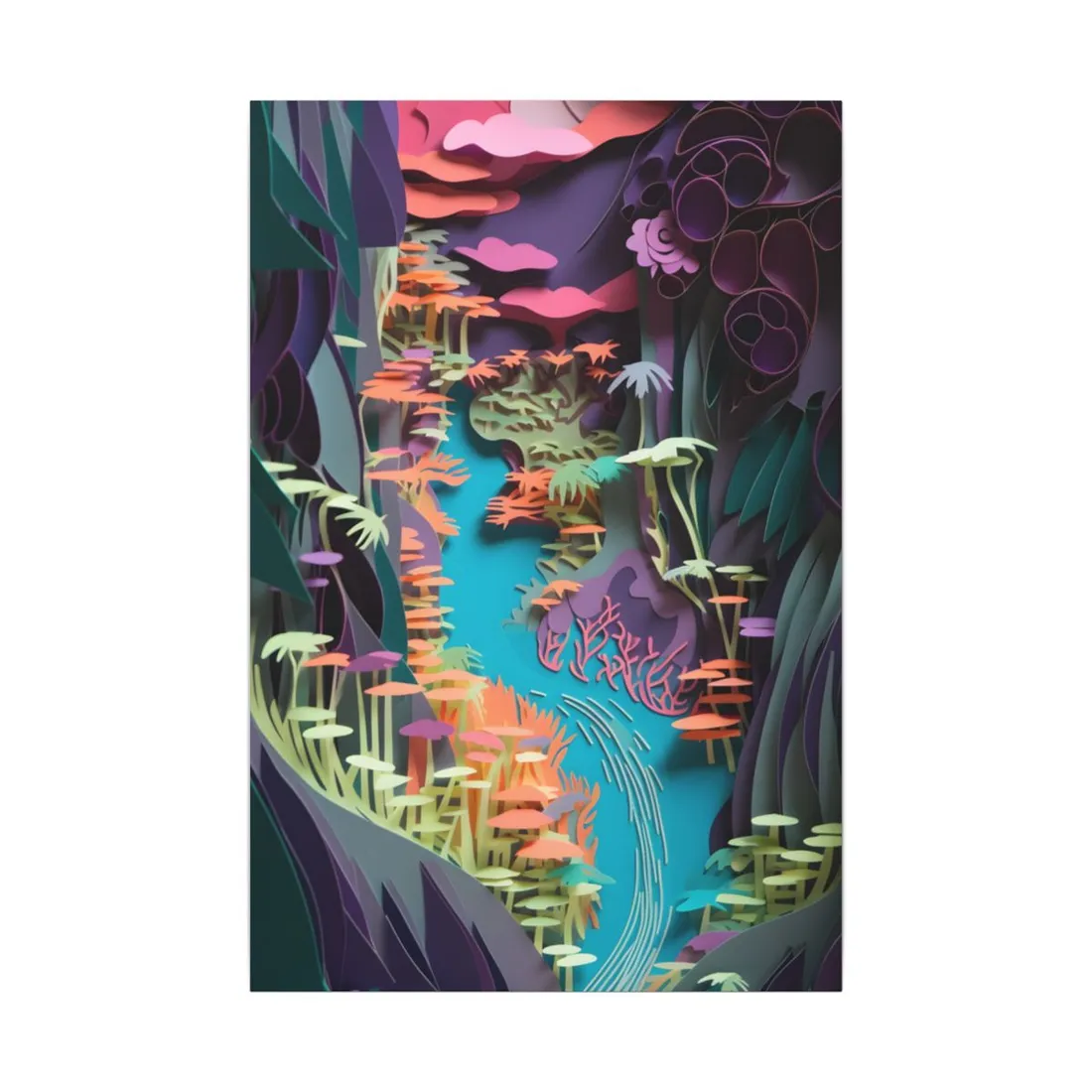 Handcrafted American Quilled Landscape: Paper - Canvas