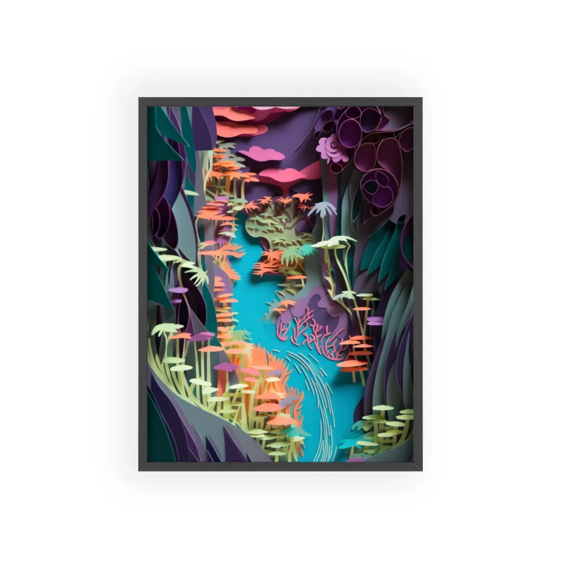Handcrafted American Quilled Landscape: Paper - Framed Poster
