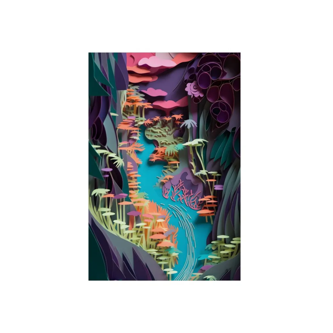 Handcrafted American Quilled Landscape: Paper - Metal Poster