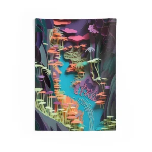 Paper Cut Forest River Wall Tapestry