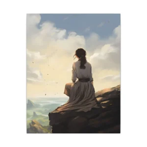 Woman Sitting on Cliff Edge Canvas Print