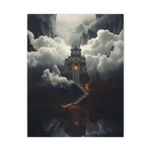 Gothic Mansion Under Full Moon Canvas Print