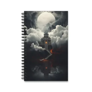 Gothic Mansion Under Full Moon Spiral Notebook