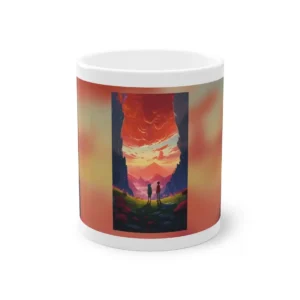Children Watching Mountain Sunset Mug