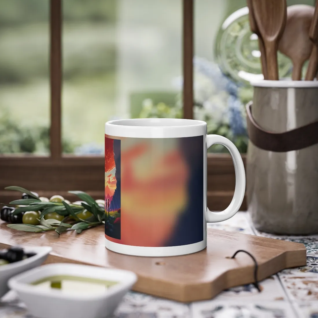 Happy Kids in a Cloudy Meadow: A Peaceful Scene - Mug