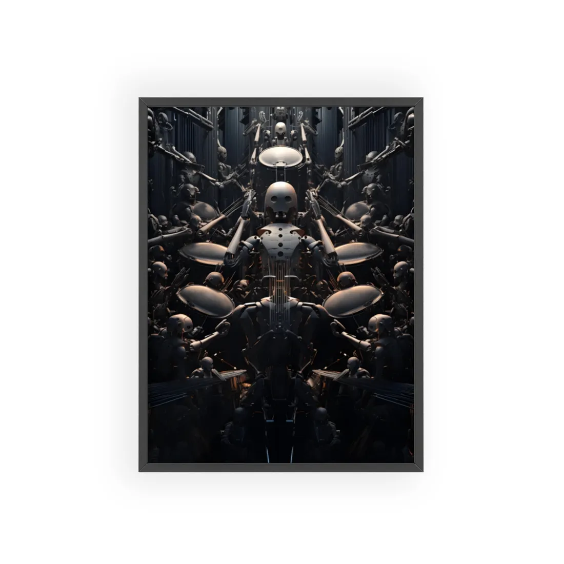 Harmony from the Aditorium: Robot Orchestra in Perfect Rhythm - Framed Poster