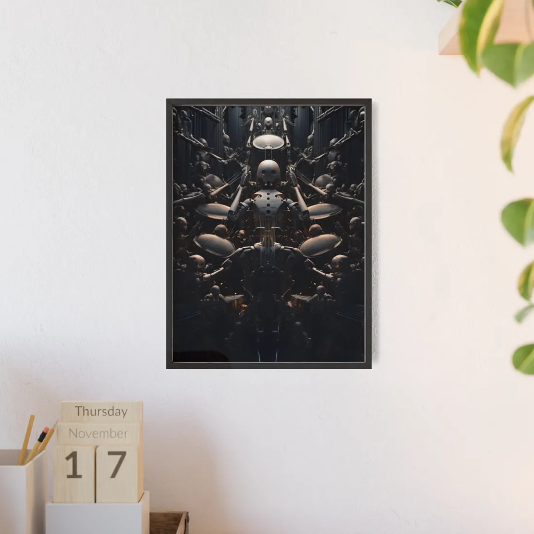 Harmony from the Aditorium: Robot Orchestra in Perfect Rhythm - Framed Poster