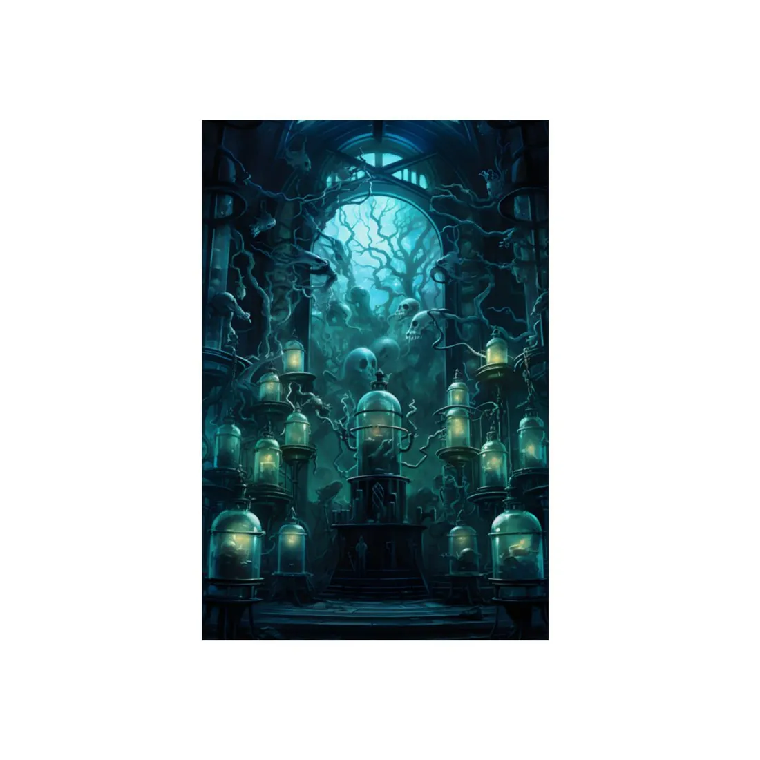 Haunted Alchemy Grove: Gothic Skull Lanterns - Metal Poster