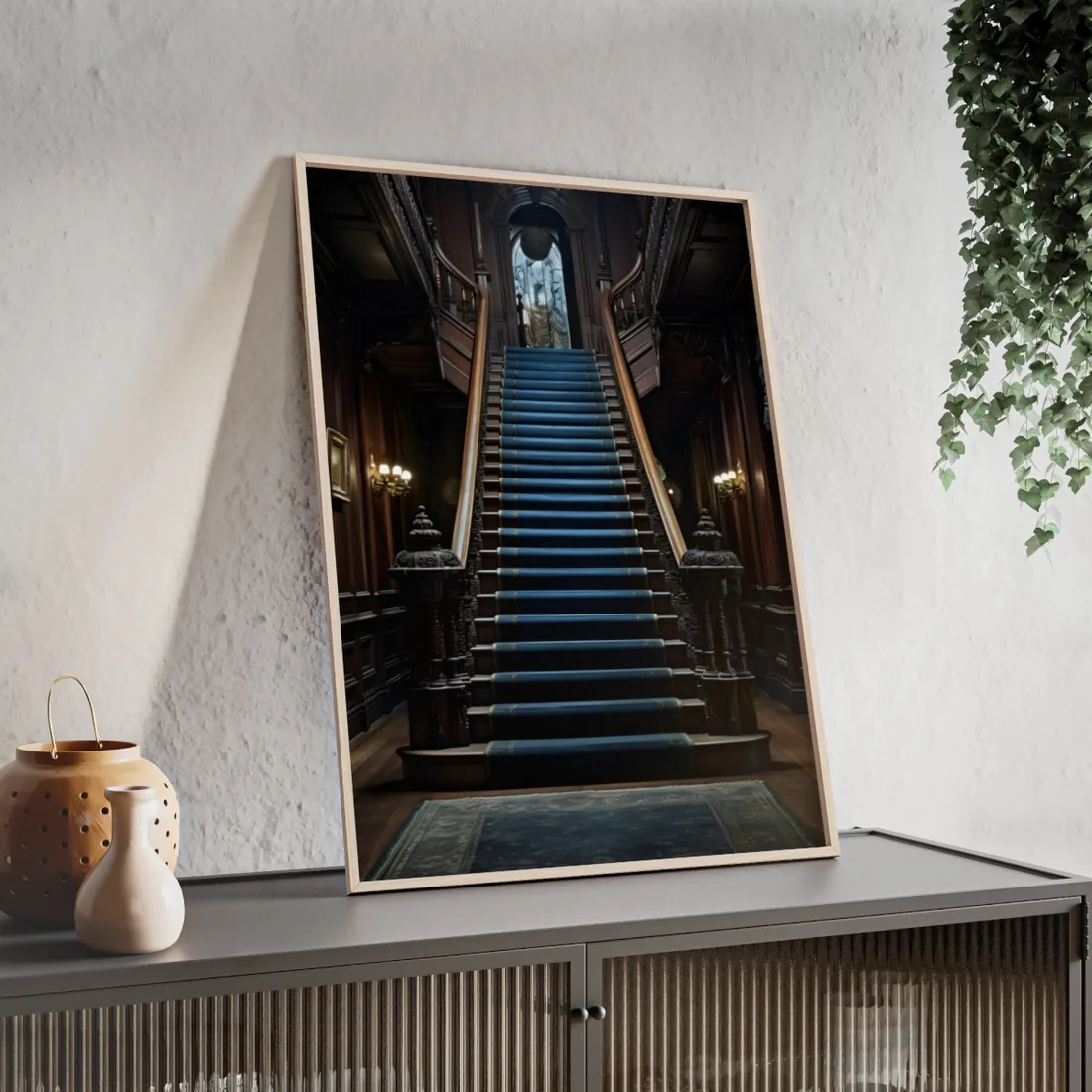 Haunted Gothic Mansion: Spooky Victorian Atmosphere - Framed Poster