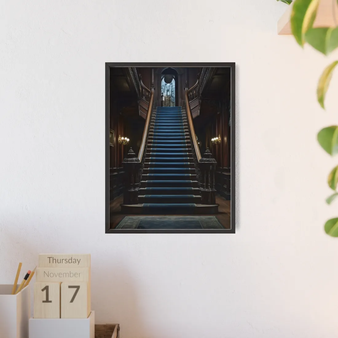 Haunted Gothic Mansion: Spooky Victorian Atmosphere - Framed Poster