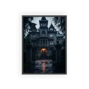 Gothic Mansion at Dusk Framed Poster